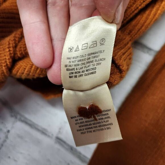 Anthropologie Moth Freeport Ribbed Tie Waist Honey Sweater Womens Small Brown - Picture 9 of 9